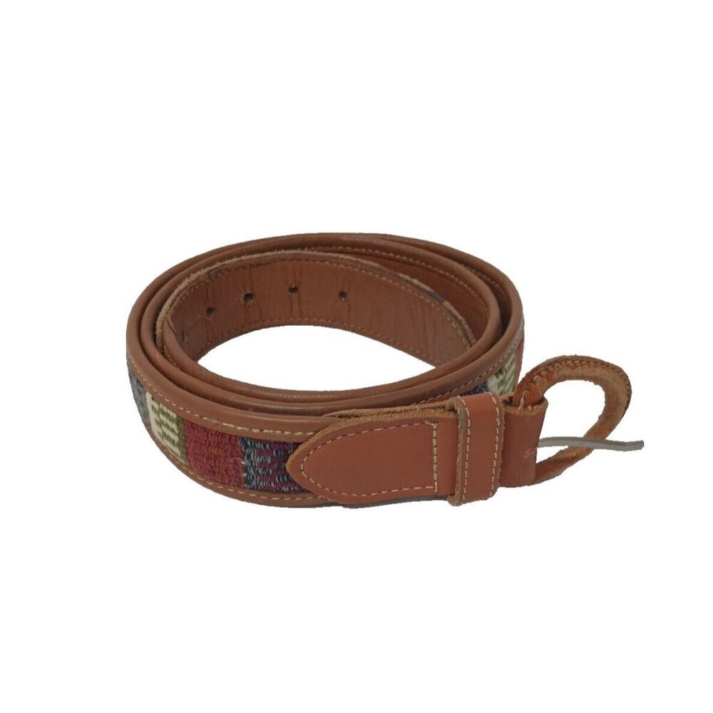 Vintage 90s‎ Womens Belt Size 40 Brown Genuine Leather Woven Western BOHO Hippie